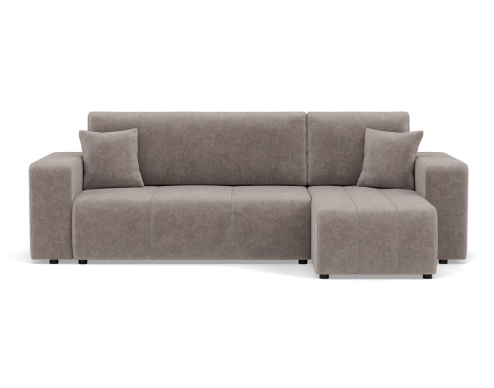 Canapé d'angle réversible convertible 4 places en tissu gris clair
