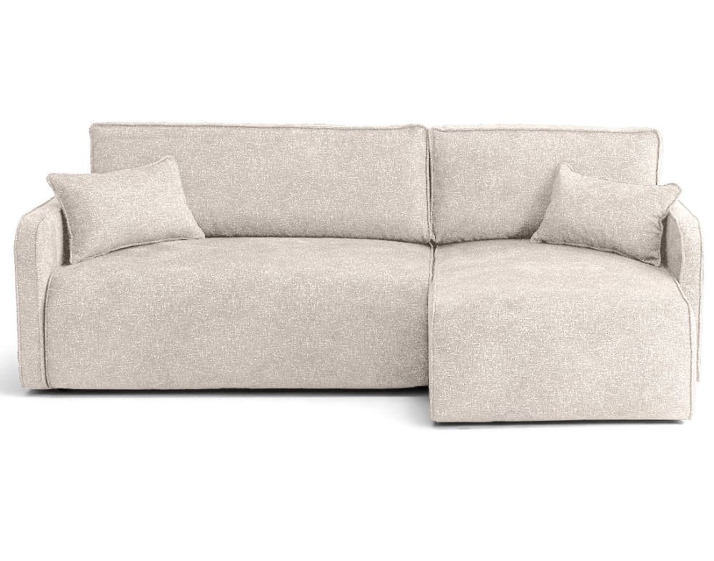 Canapé d'angle réversible convertible 4 places en tissu moucheté beige