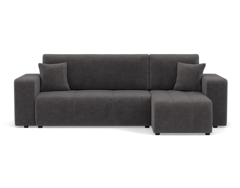 Canapé d'angle réversible convertible 4 places en tissu gris