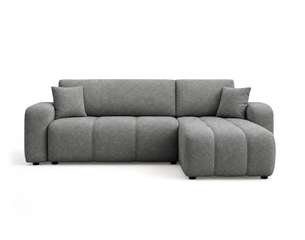 Canapé d'angle réversible convertible 4 places en tissu gris
