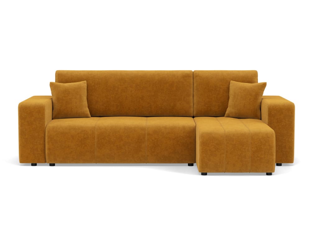 Canapé d'angle réversible convertible 4 places en tissu jaune