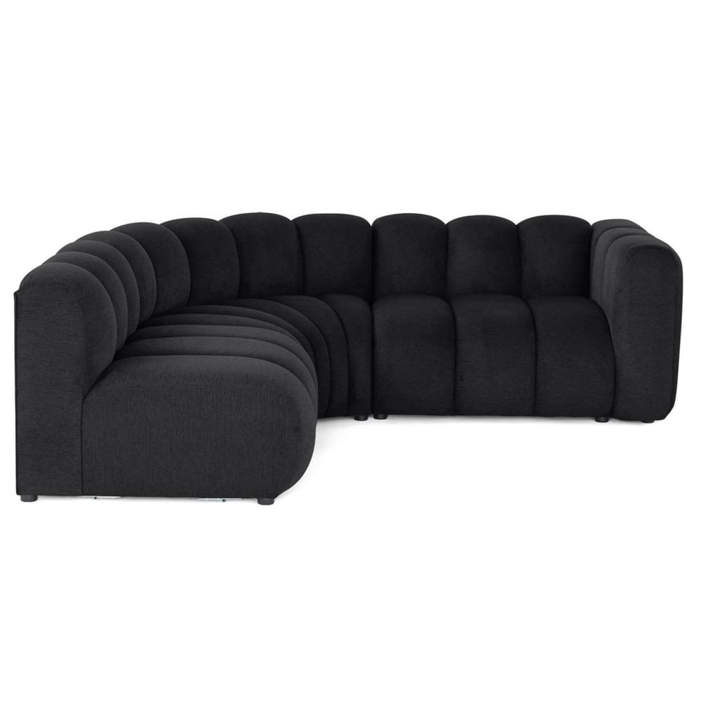 Canapé modulable 4 places angle gauche en tissu texturé noir