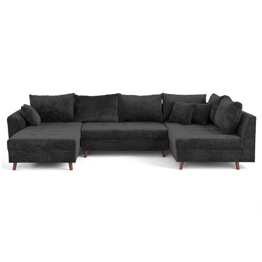 Canapé panoramique 7 places Angle droit en Velours texturé Gris