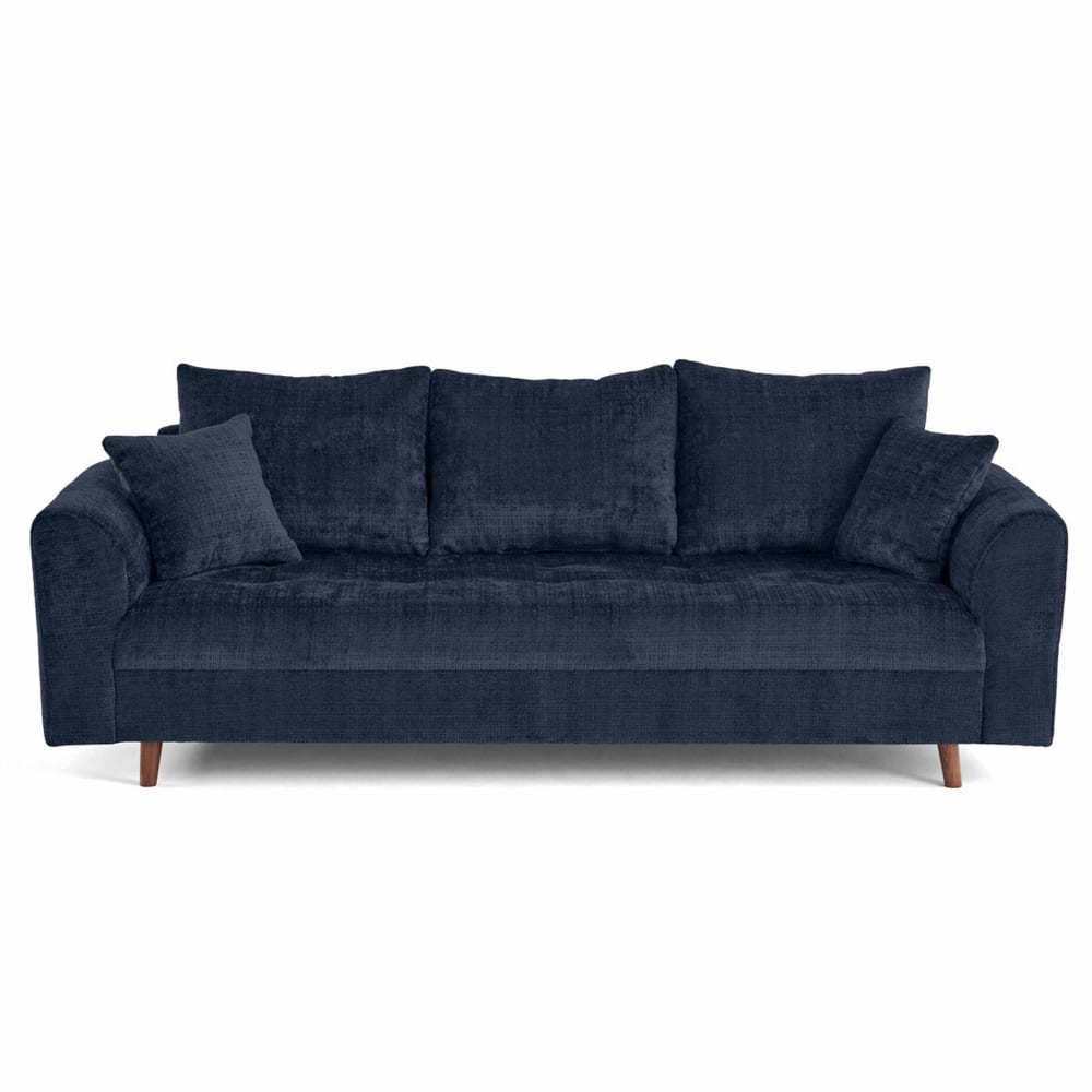 Canapé 3 places en velours texturé bleu