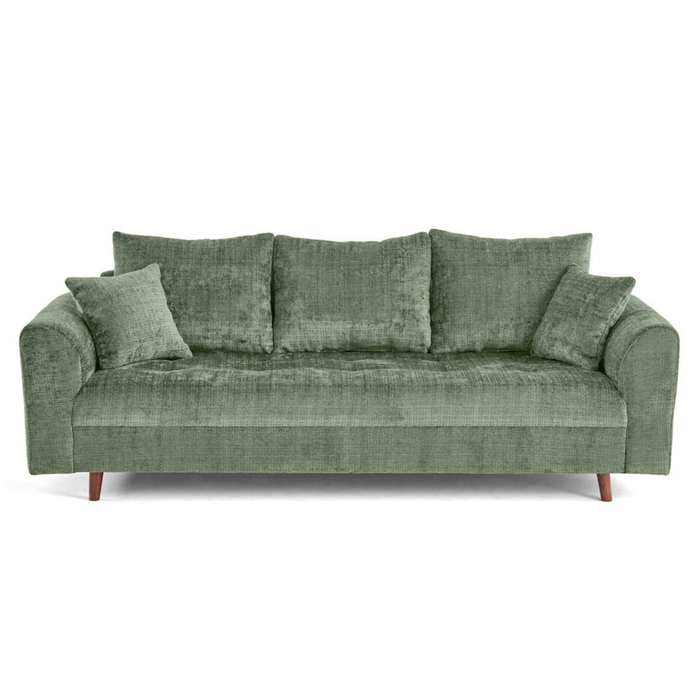Canapé 3 places en velours texturé vert sauge