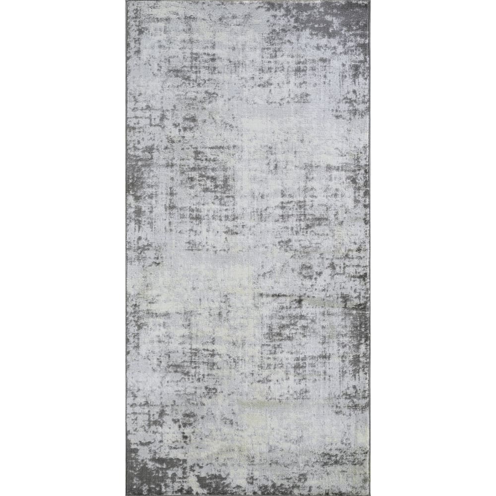 Tapis de couloir abstrait moderne gris/blanc 80x220