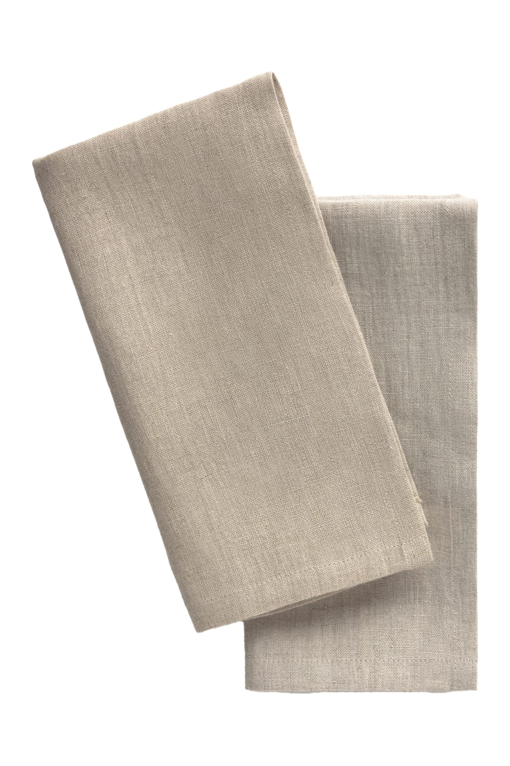 CALMA HOUSE Set mit 2 glatten beigen Leinenservietten. Beige