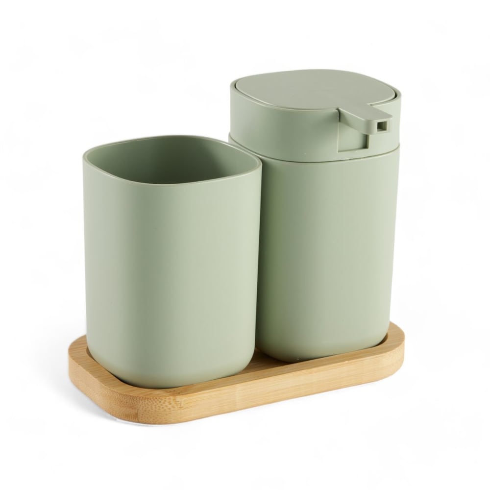 Accessoires de salle de bain pour savon et brosse à dents 8x9cm vert