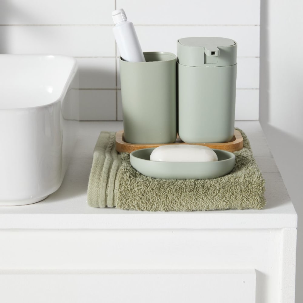 Accessoires de salle de bain pour savon et brosse à dents 8x9cm vert — vue 3