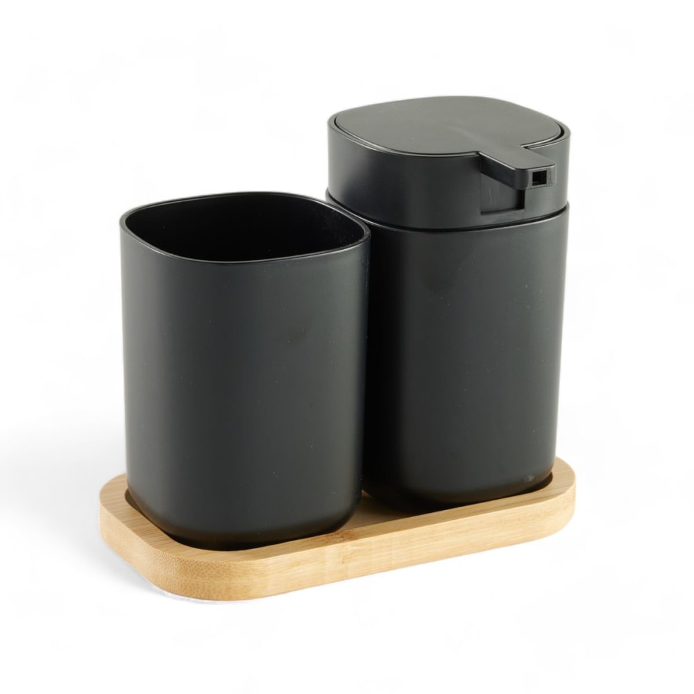Accessoires de salle de bain pour savon et brosse à dents 8x9cm noir