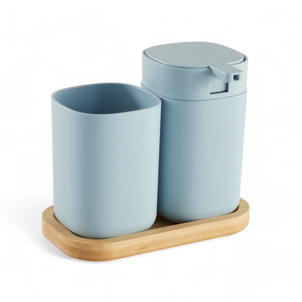Accessoires de salle de bain pour savon et brosse à dents 8x9cm bleu