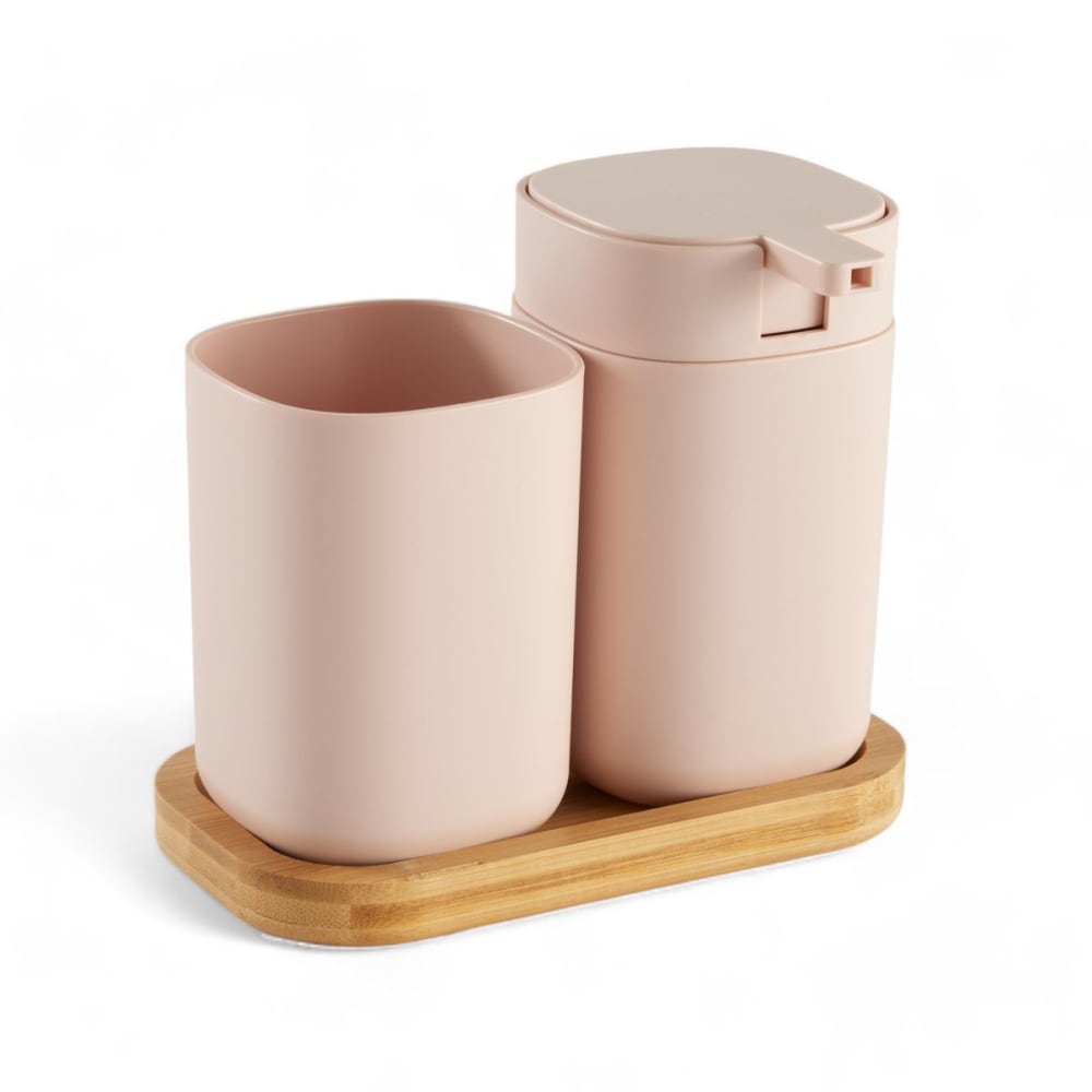 Accessoires de salle de bain pour savon et brosse à dents 8x9cm rose