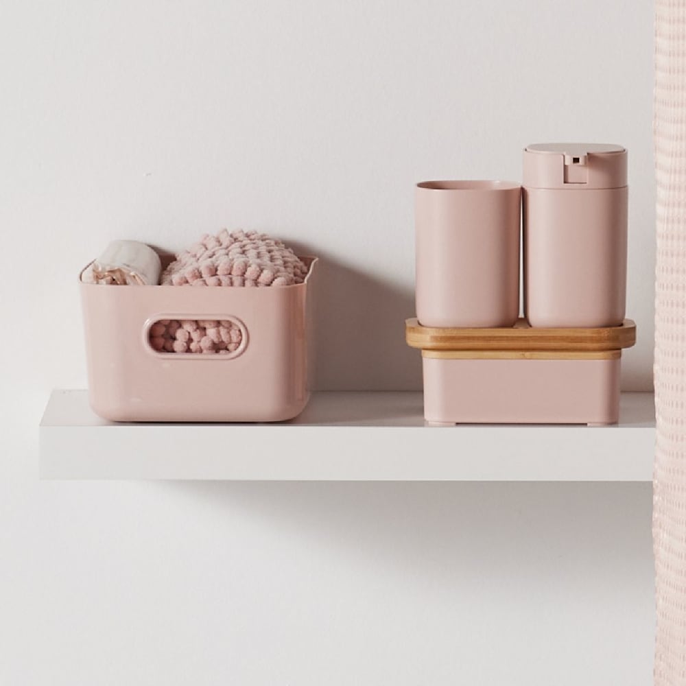 Accessoires de salle de bain pour savon et brosse à dents 8x9cm rose — vue 4