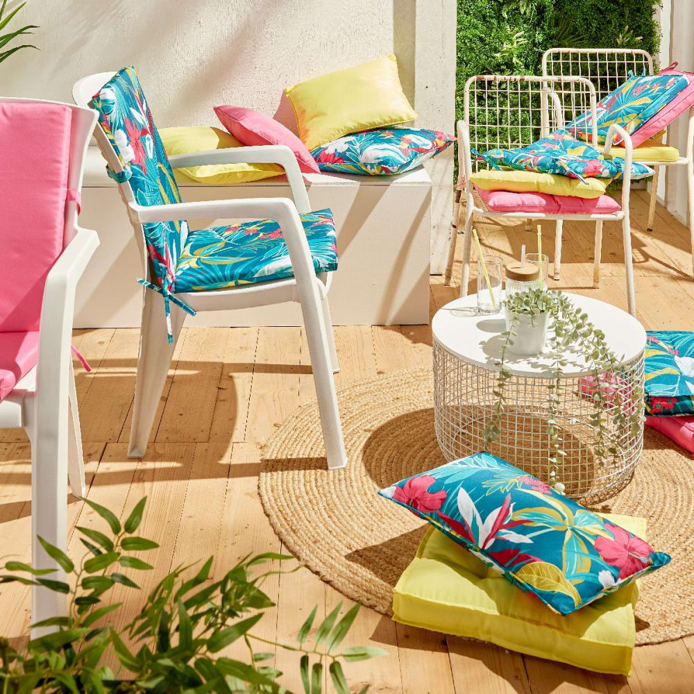 Galette de chaise déperlante avec nouettes 40x40cm Jaune - Maisons du Monde