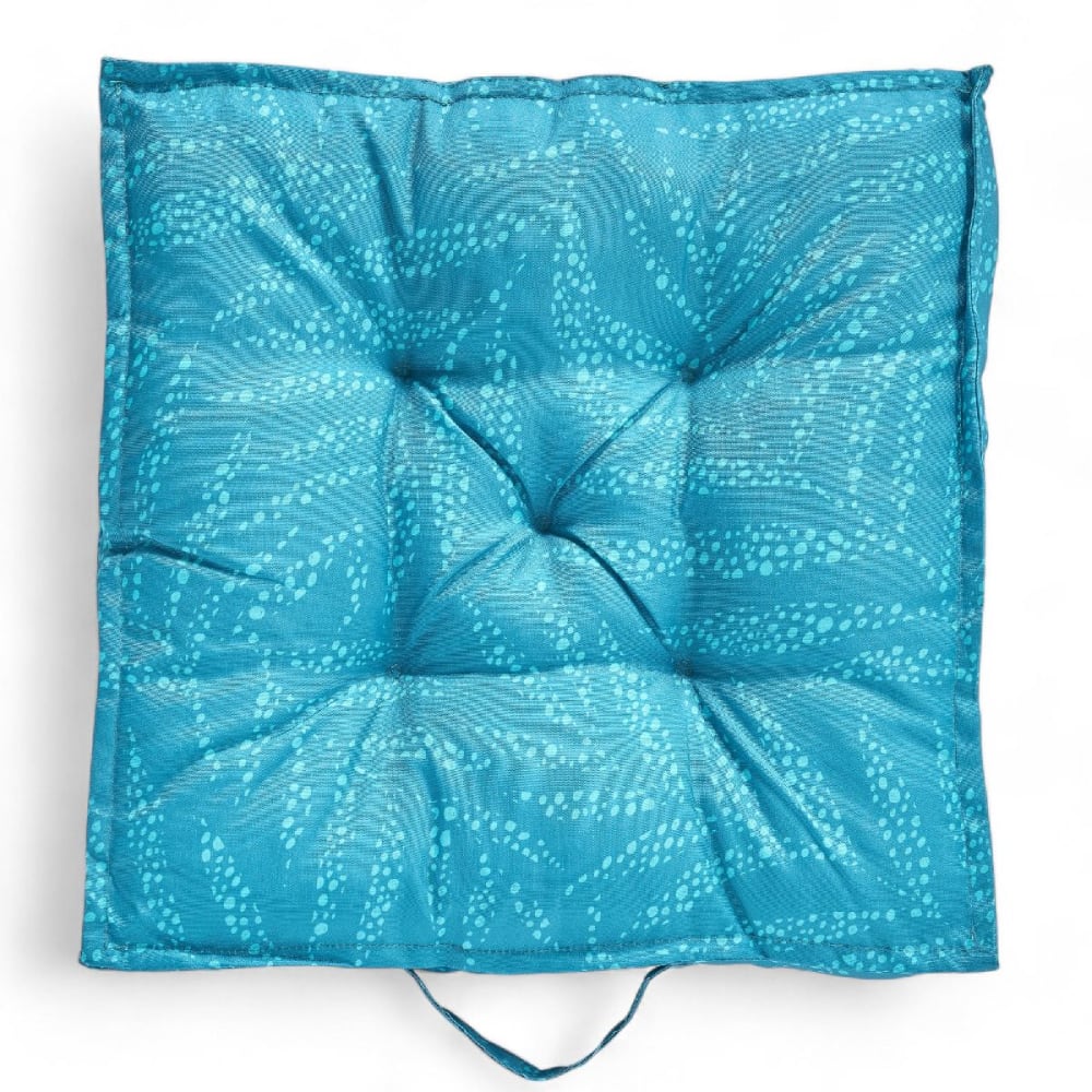 Coussin de sol extérieur carré imprimé  43x43cm Bleu turquoise