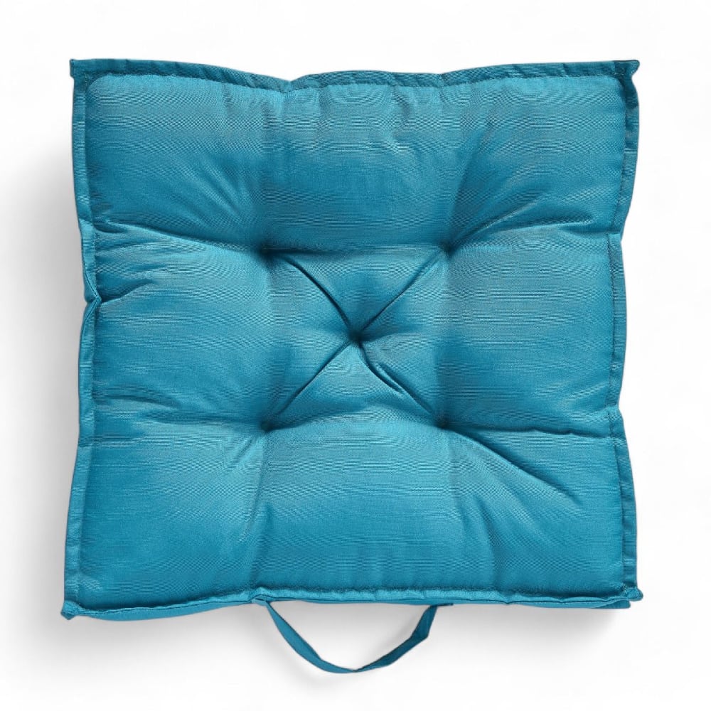 Coussin de sol extérieur carré uni  43x43cm Bleu turquoise