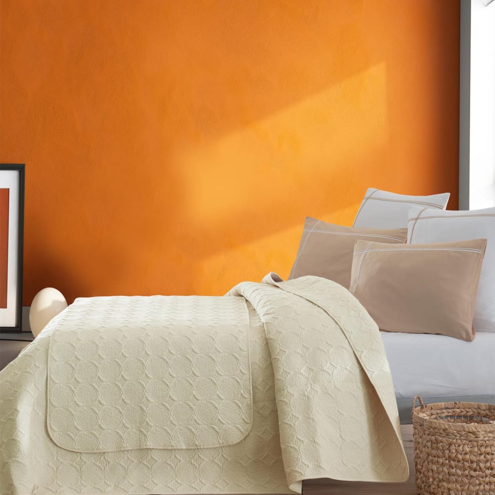 Chemin de lit en percale de coton surpiqué  ficelle 80x200 cm