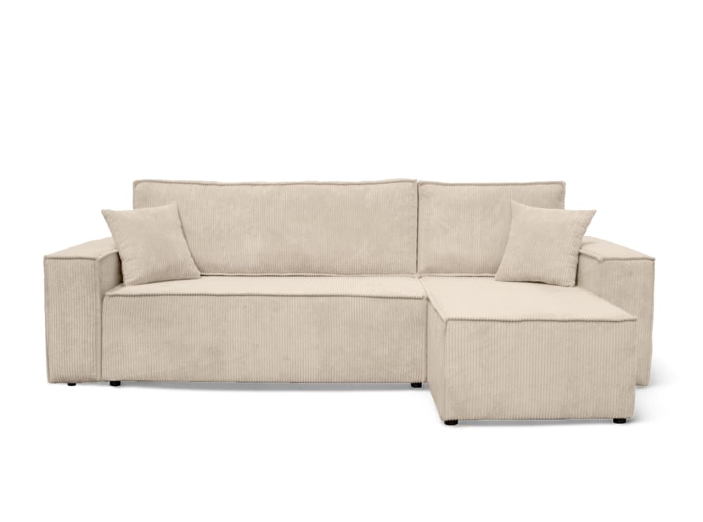 Canapé d'angle convertible 3 places en velours cotelé beige