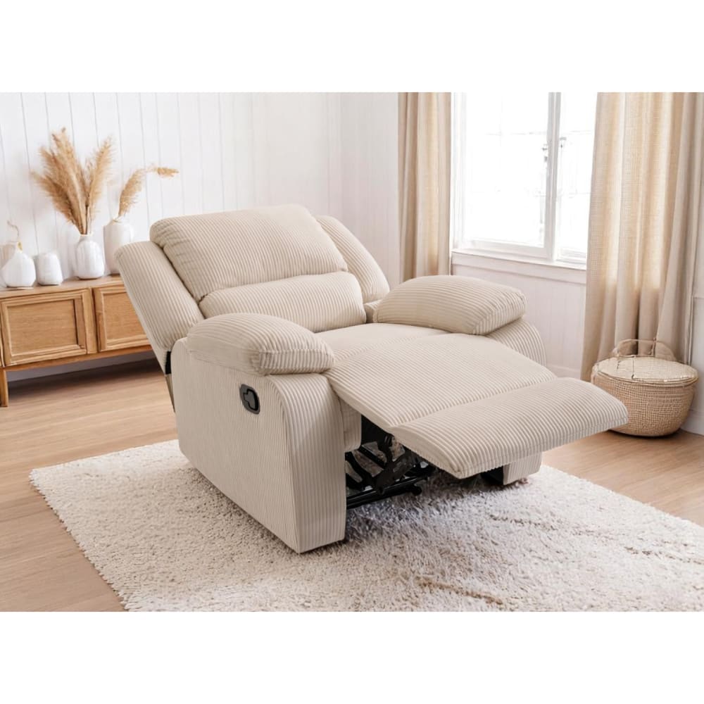 Fauteuil de relaxation en velours côtelé - beige