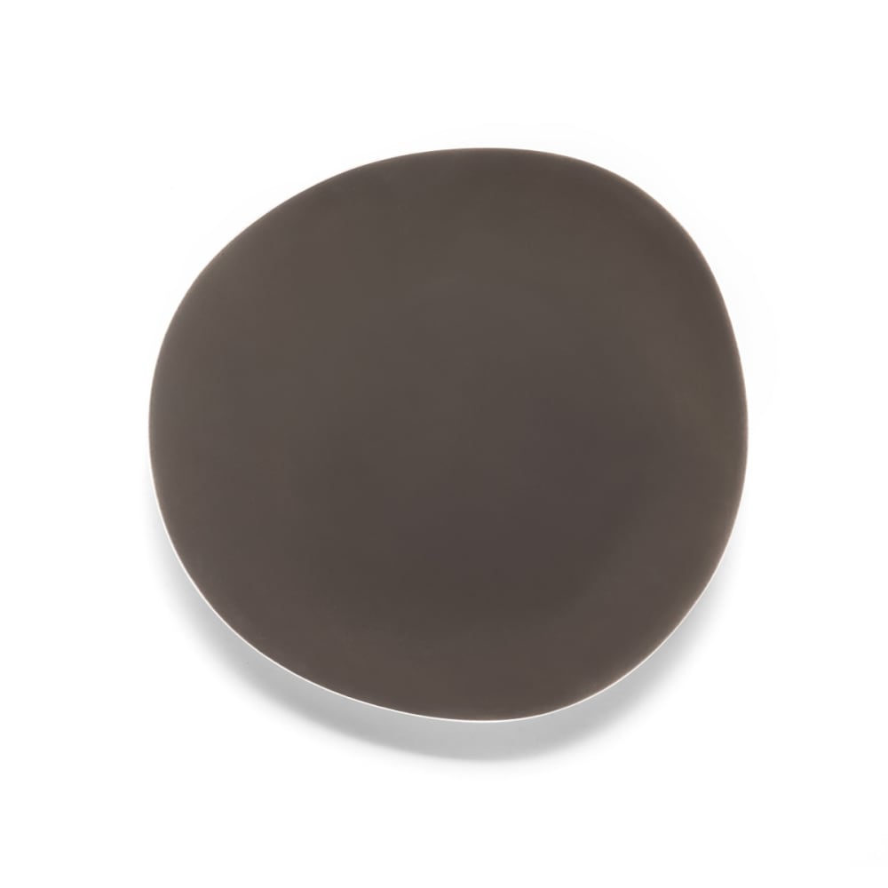 Assiette dessert en porcelaine taupe foncé