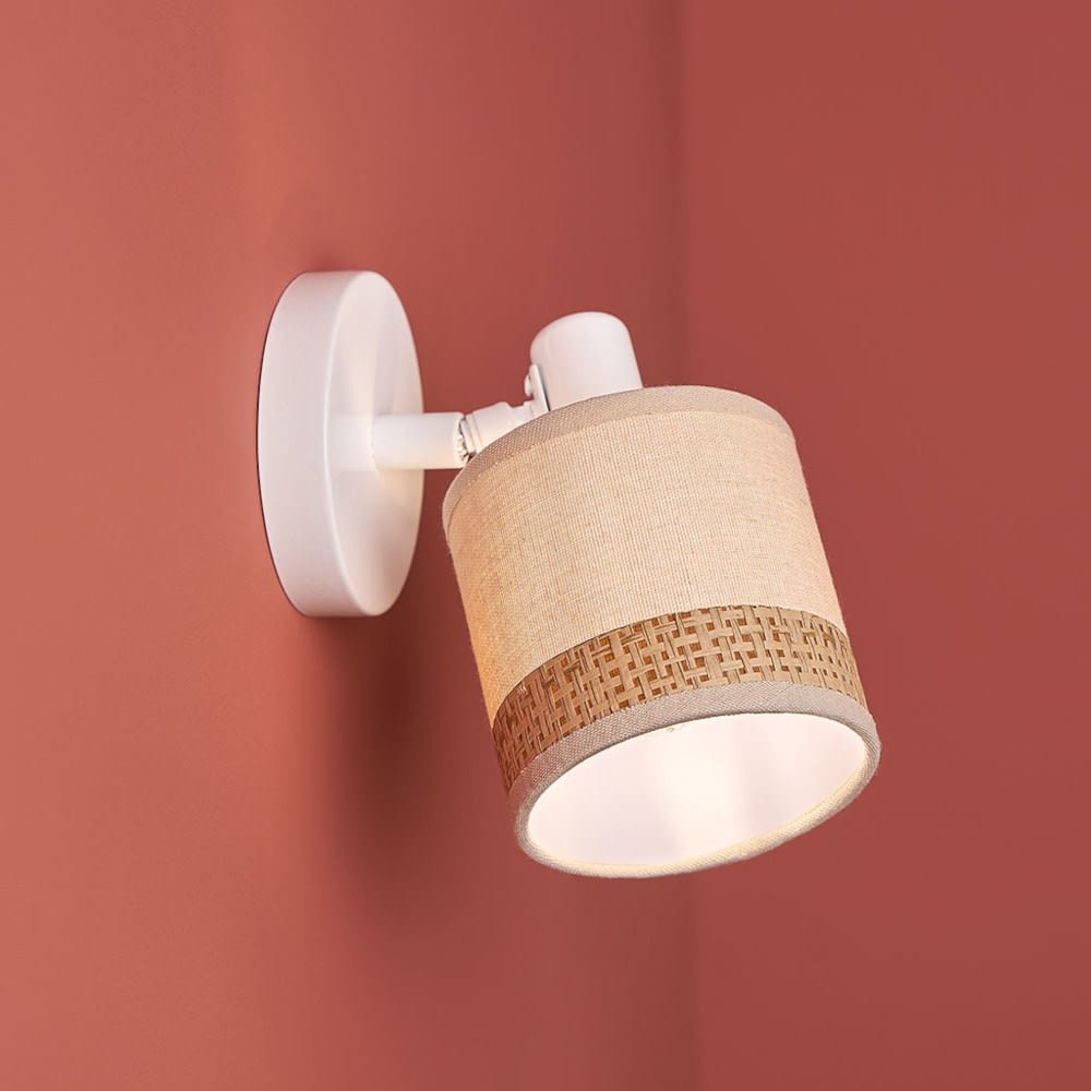 Applique patère orientable 1 abat-jour lin papier beige — vue 3