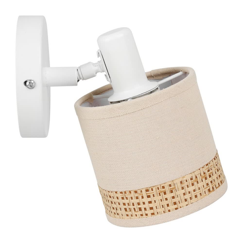 Applique patère orientable 1 abat-jour lin papier beige — vue 4