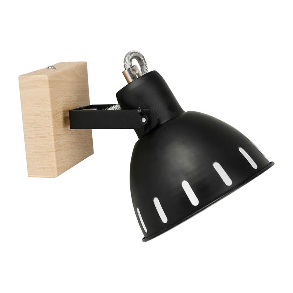 Spot patère orientable 1 abat-jour métal noir