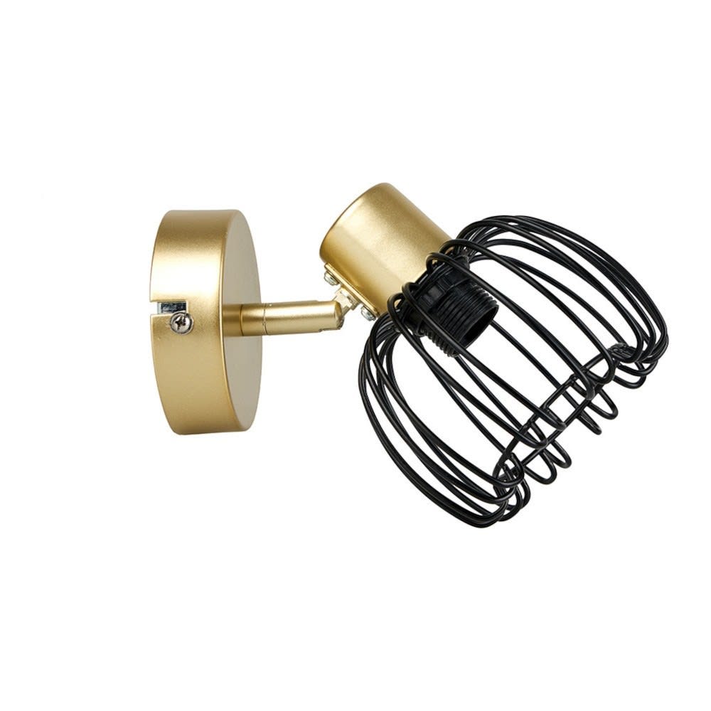 Spot patère orientable 1 abat-jour métal doré et noir