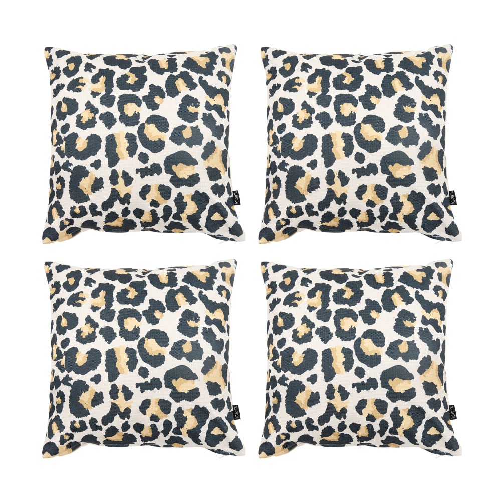 Lot de 4 coussins d'intérieur et d'extérieur à imprimé léopard 43x43cm