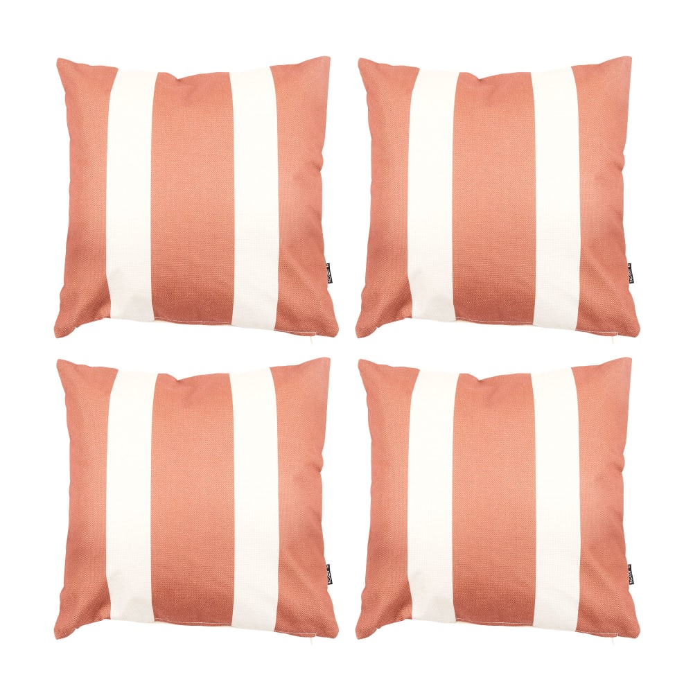 Lot de 4 coussins d'intérieur et d'extérieur à rayures oranges 43x43cm