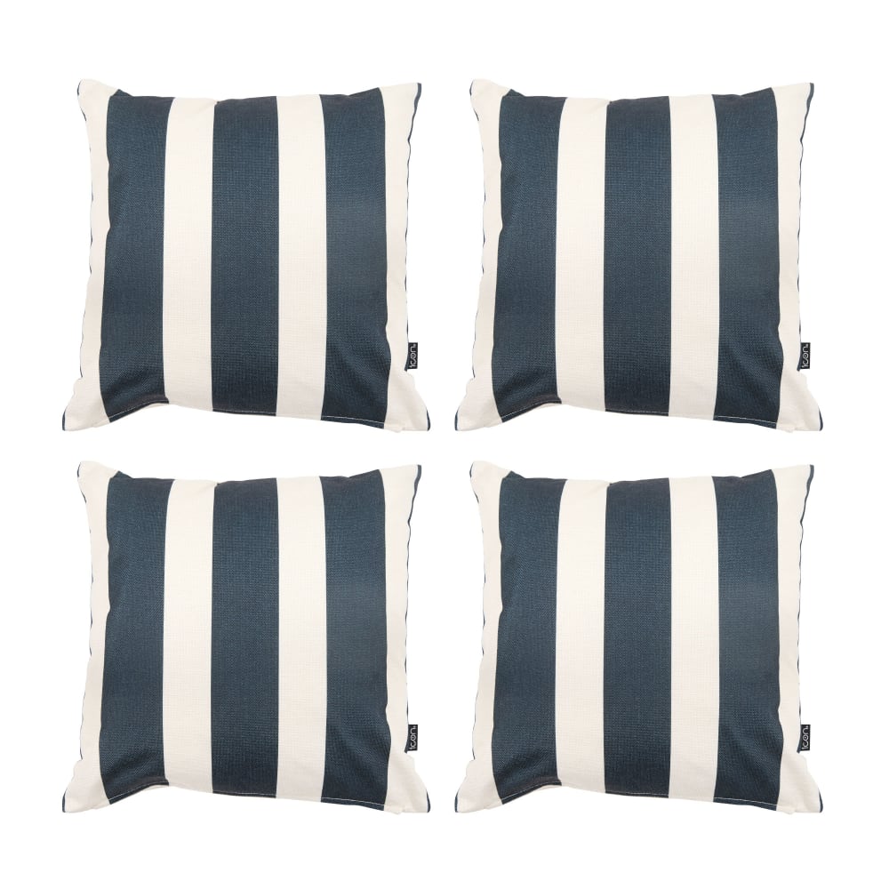 Lot de 4 coussins d'intérieur et d'extérieur à rayures noires 43x43cm