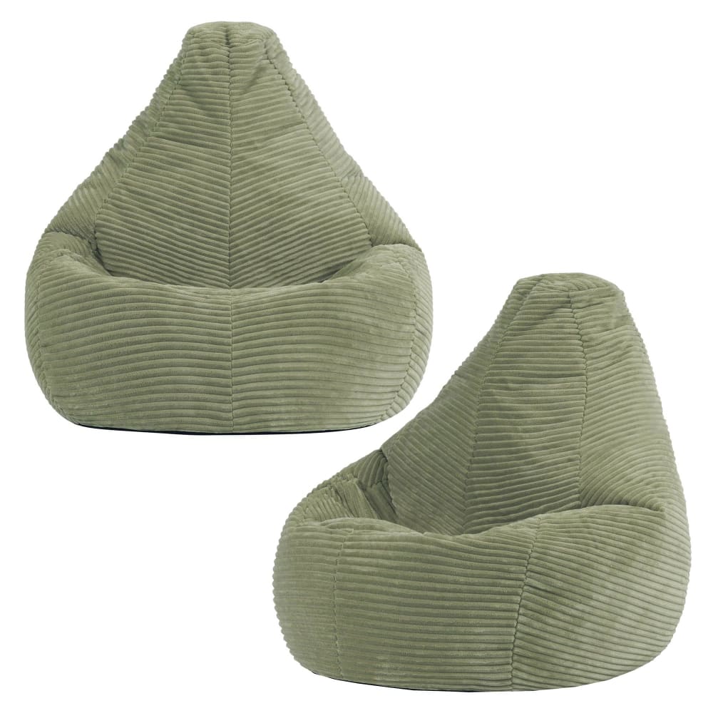 Icon 2er Set Sitzsäcke für Kinder aus Cord, hoher Rückenlehne, Salbeigrün style classic chic Samt Kinder