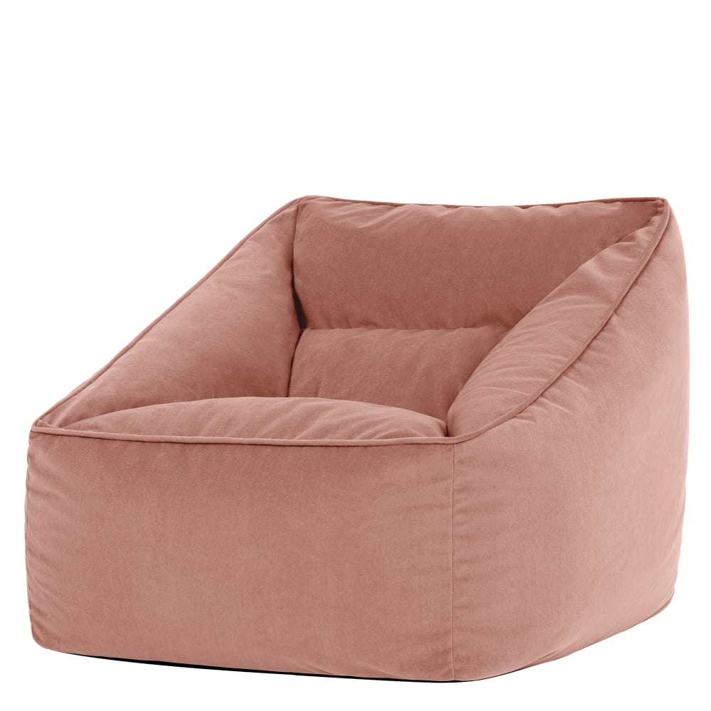 Pouf poire fauteuil velours rose aube
