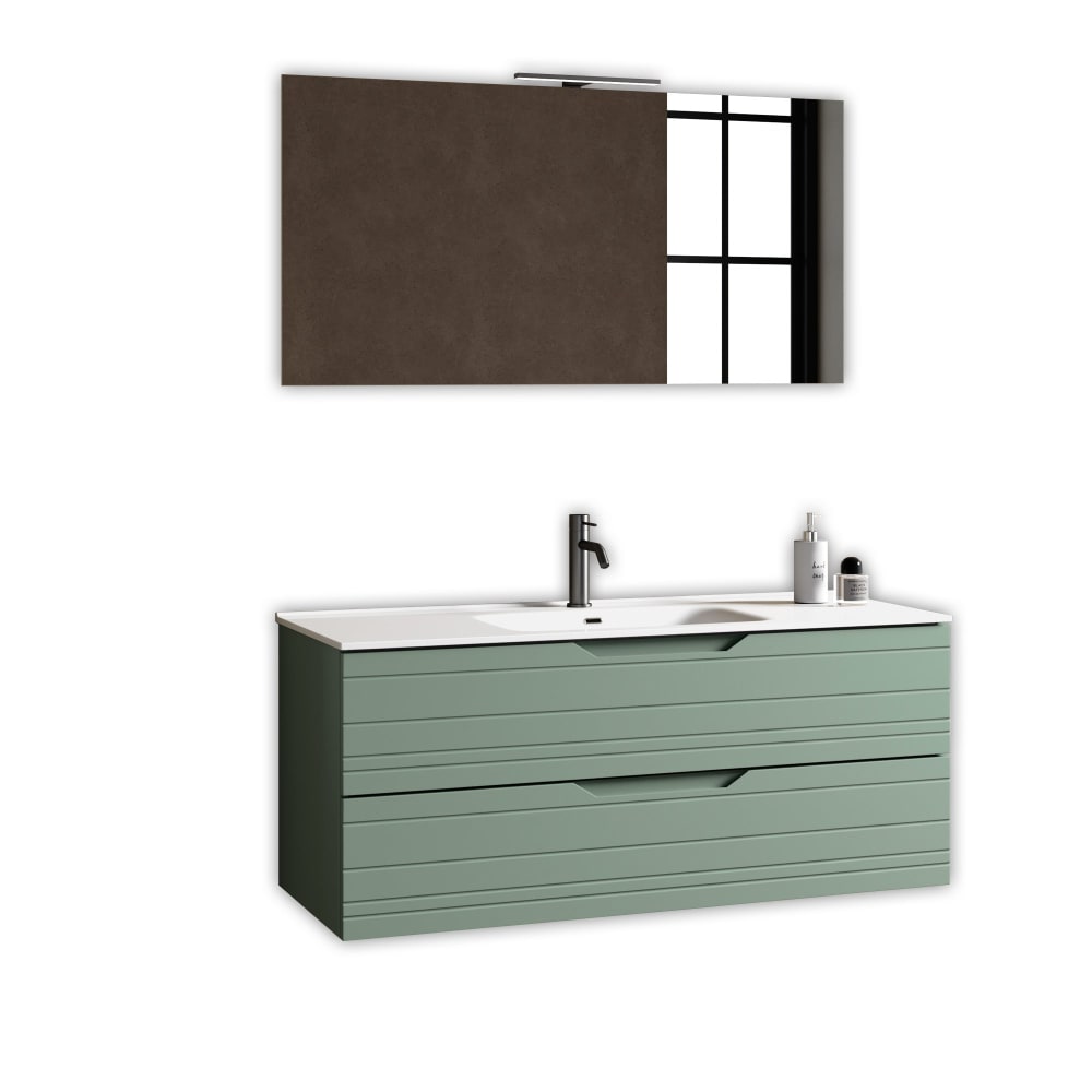 mueble de bano con espejo 4 piezas en mdf verde salvia