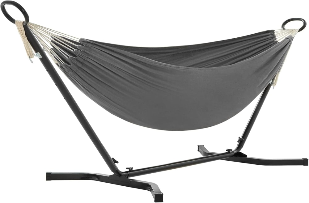 Hamac double avec support - noir jardin