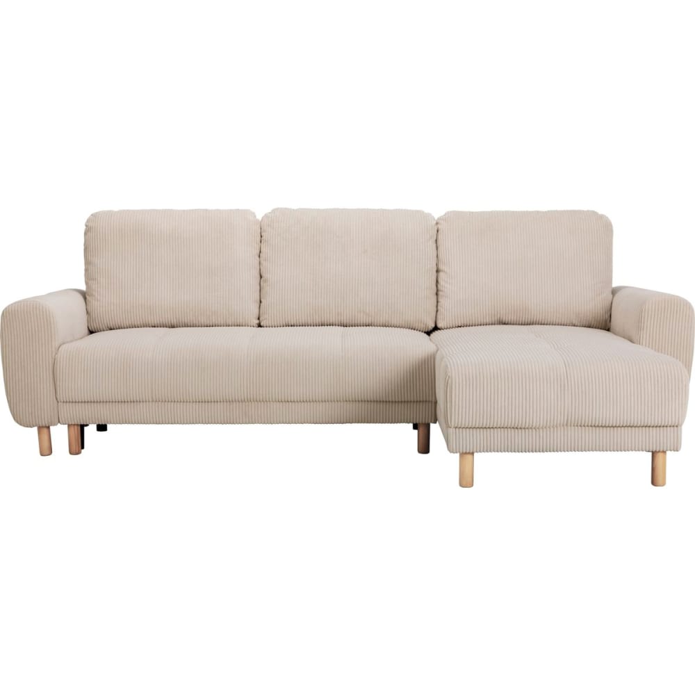 Canapé d'angle convertible 3/4 places en velours côtelé beige