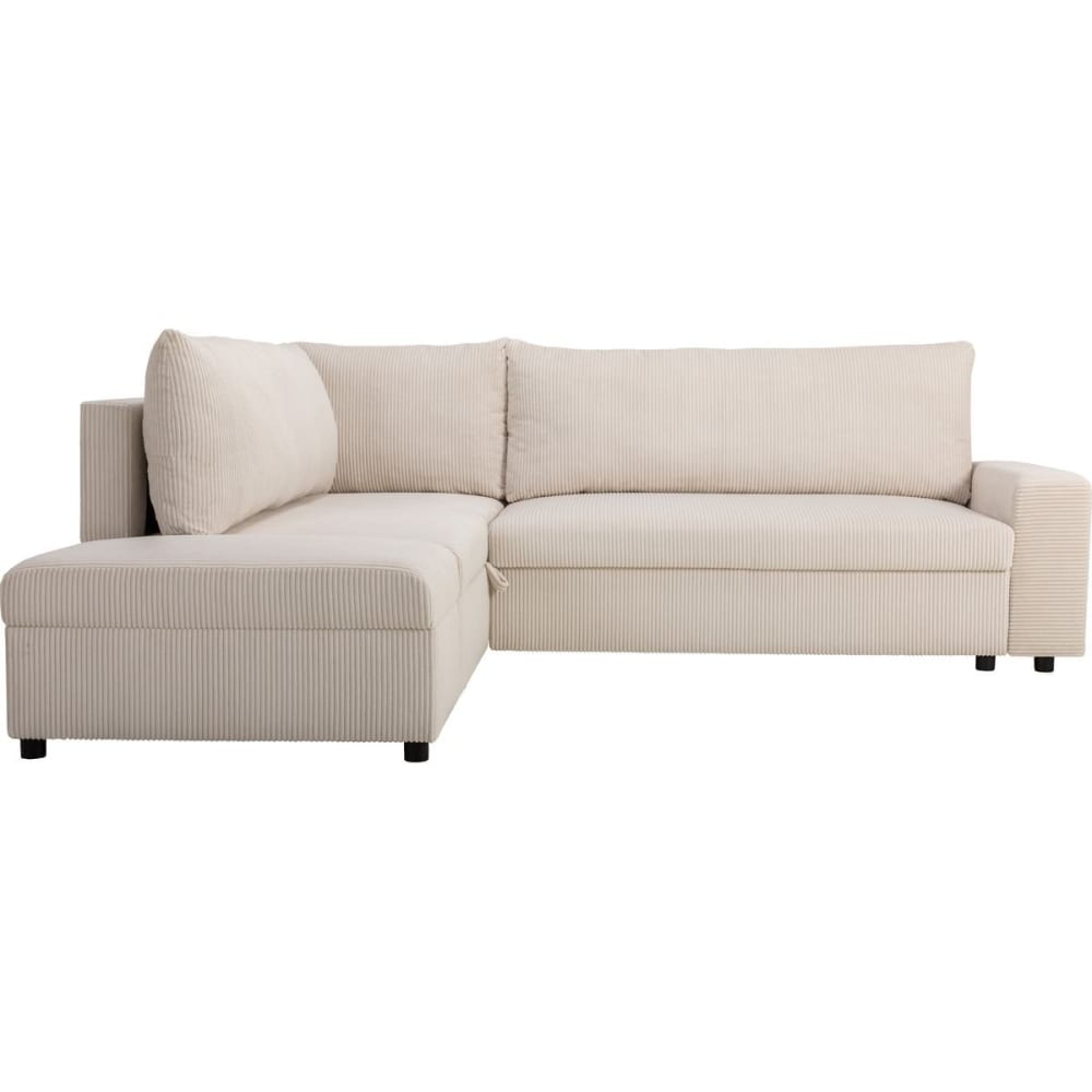 Canapé d'angle convertible 4/5 places en velours côtelé beige