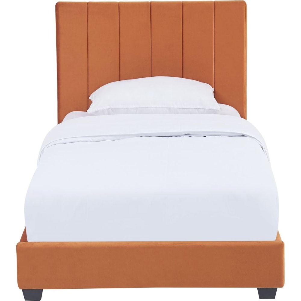 Lit 90x190 cm avec tête de lit en velours terracotta