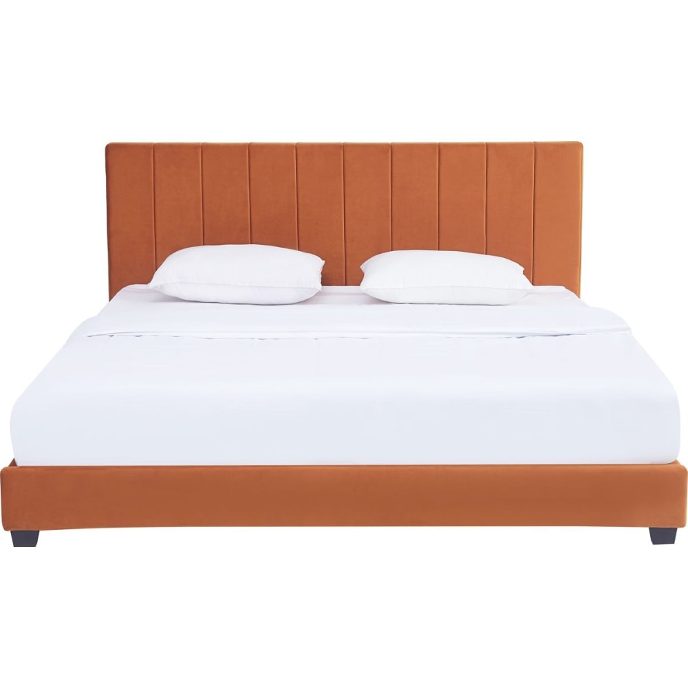 Lit 140x190 cm avec tête de lit en velours terracotta