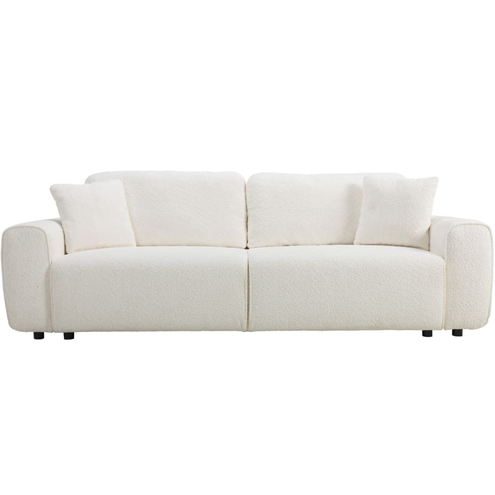 Canapé convertible 3 places en tissu bouclé beige