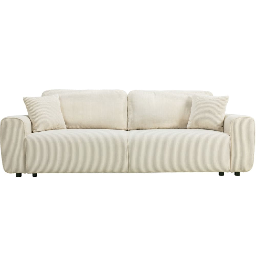 Canapé convertible 3 places en velours côtelé beige