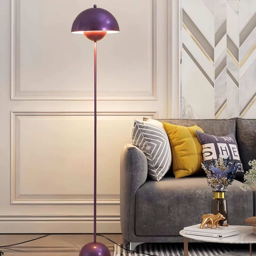 Lampadaire forme champignon métal violet, H160 cm — vue 3