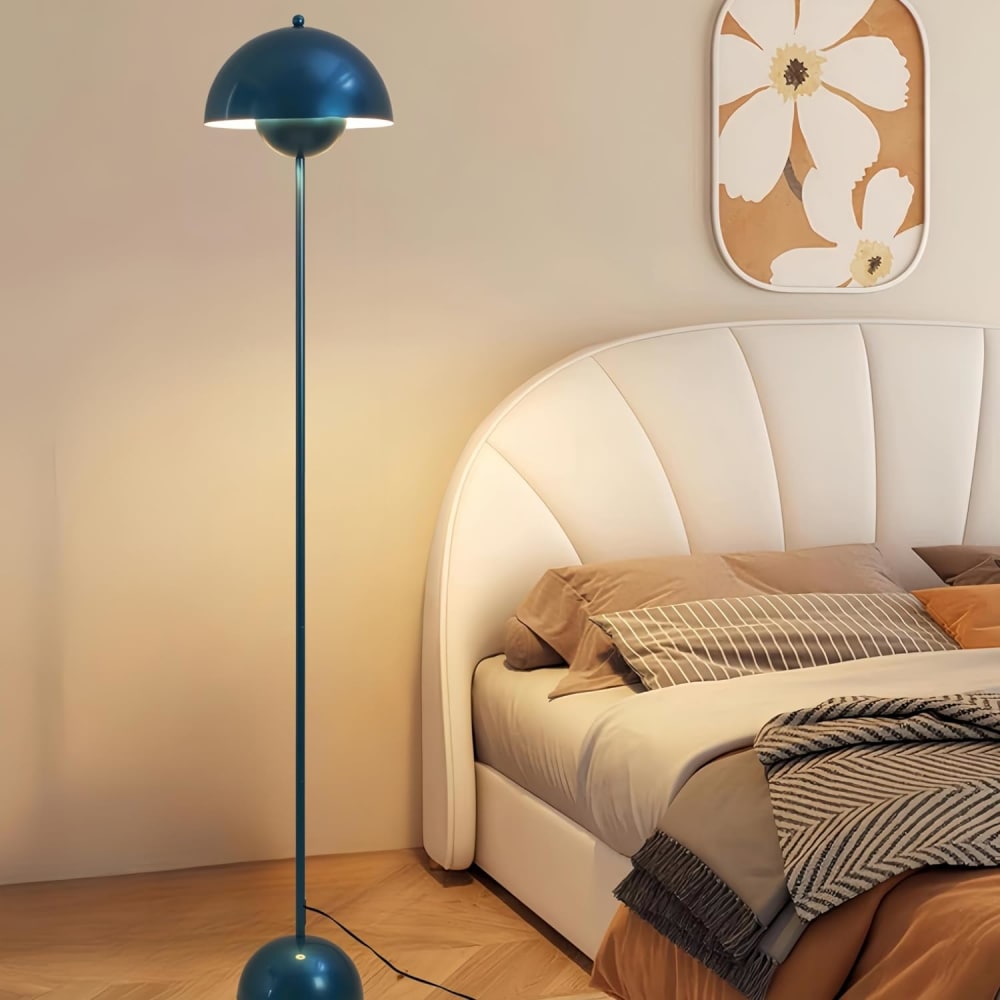 Pilz-Stehlampe aus Metall, E27, marineblau H160cm - Maisons Du