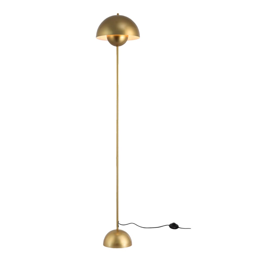 Lampadaire forme champignon métal doré, H160 cm