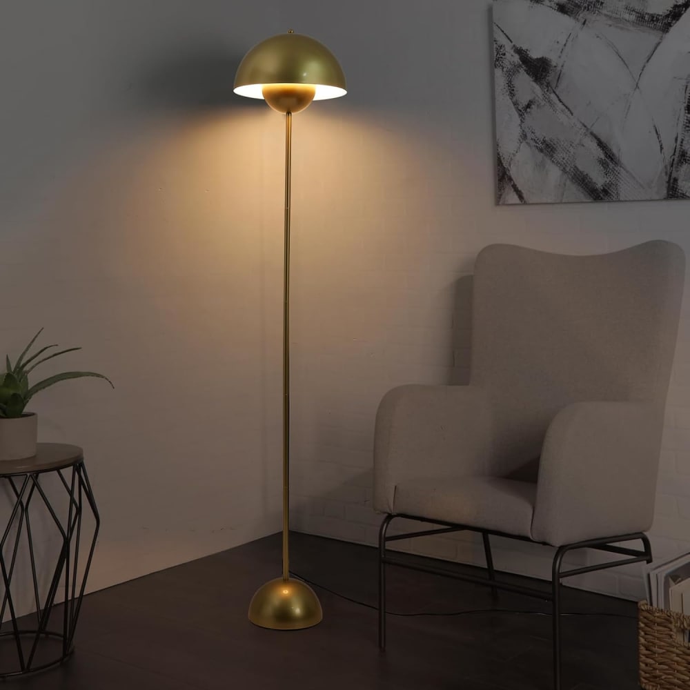 Lampadaire forme champignon métal doré, H160 cm — vue 4