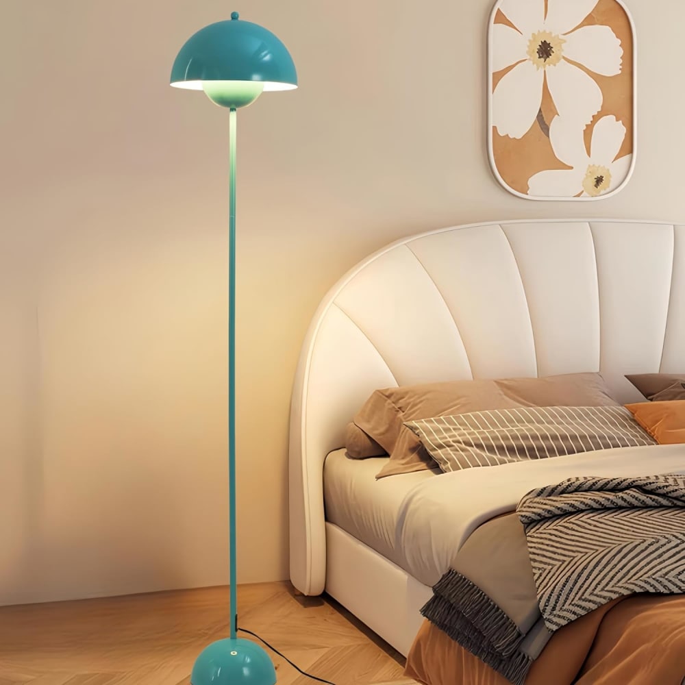 Pilz-Stehlampe aus Metall, E27, türkisblau H160cm - Maisons Du