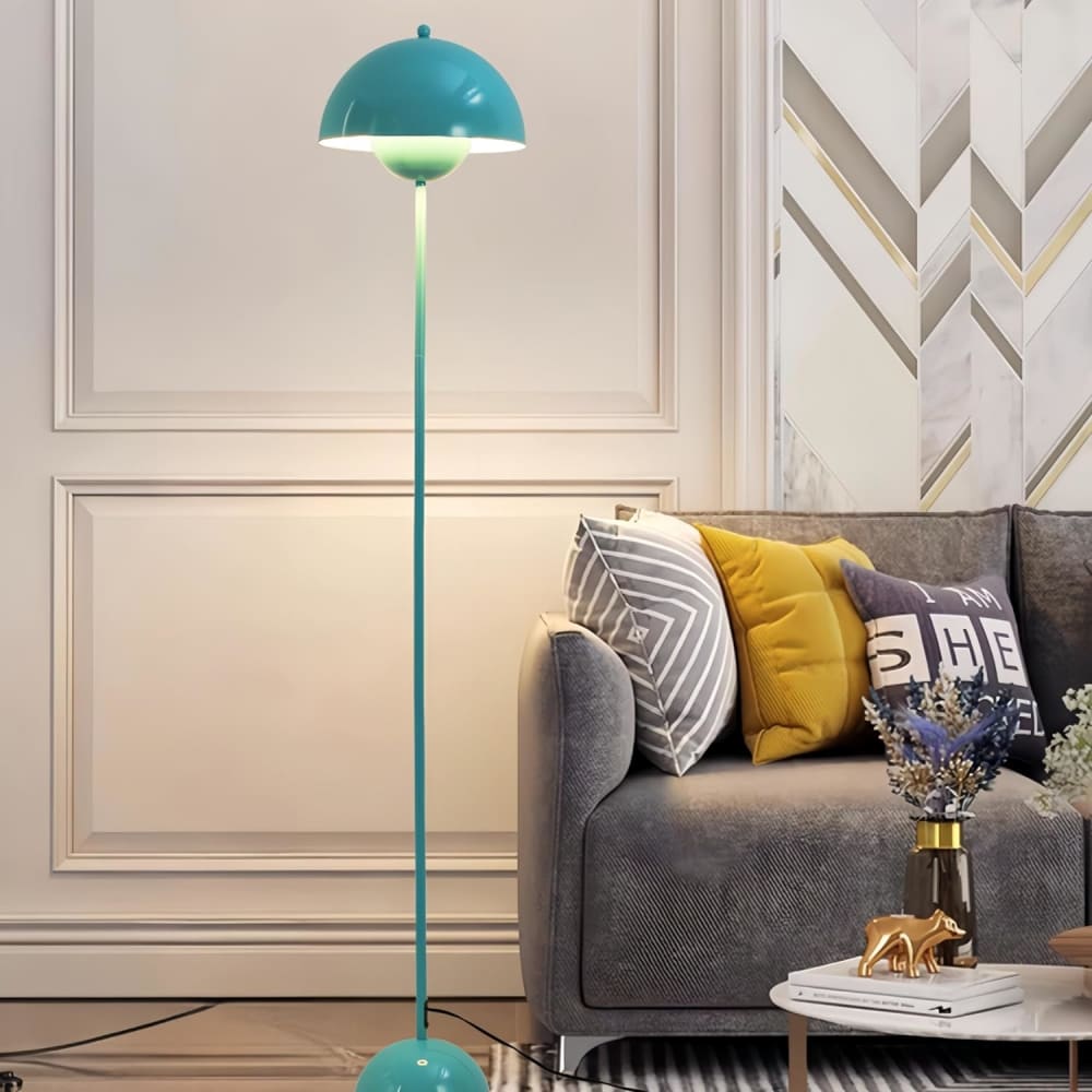 Lampadaire champignon métal turquoise clair, H160 cm — vue 4