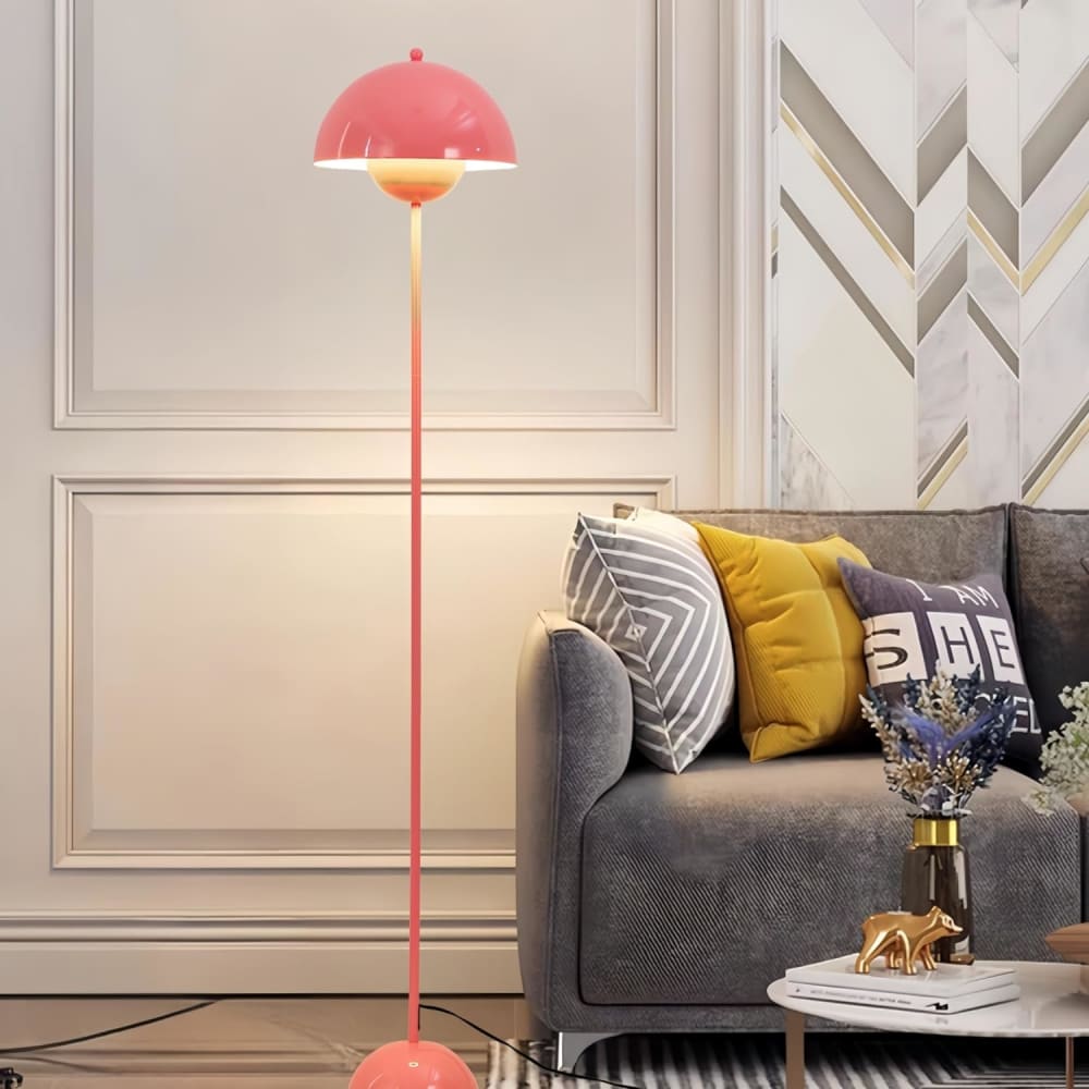 Lampadaire forme champignon métal rose, H160 cm — vue 3
