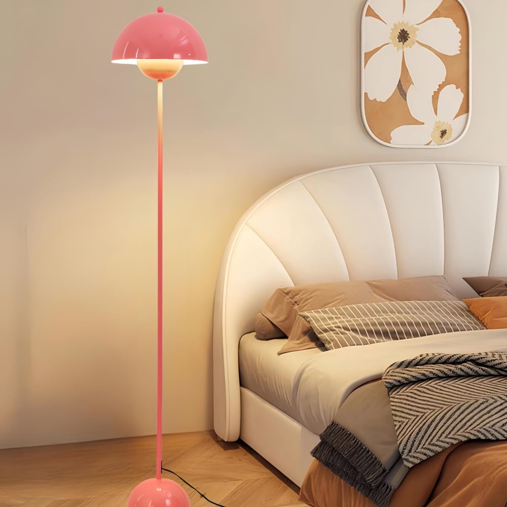 Lampadaire forme champignon métal rose, H160 cm — vue 4