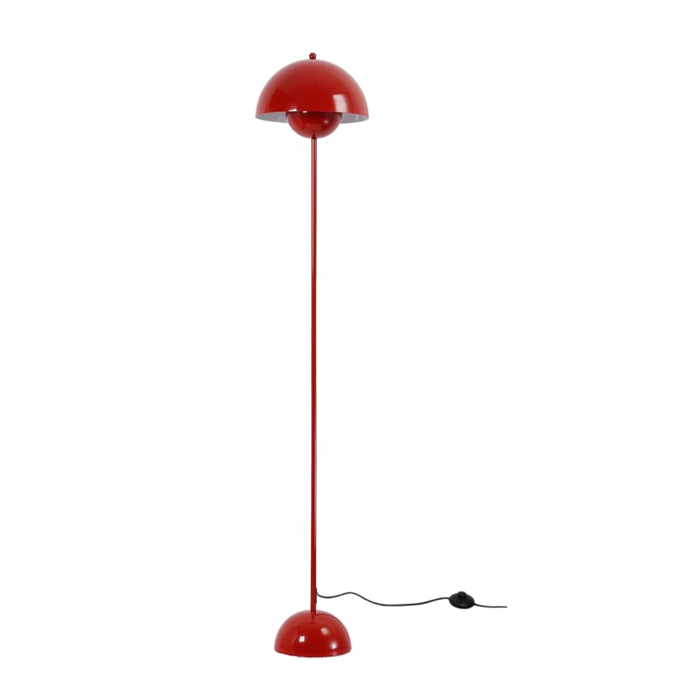 Lampadaire forme champignon métal rouge, H160 cm